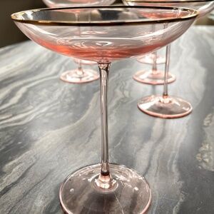 Set of 6 Anthropologie Pink Northcote Stemmed Coupes